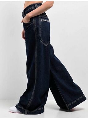A.Lab Digital Turntable Dark Blue Raver Jeans - Wide Leg- detail pocket- Size 0